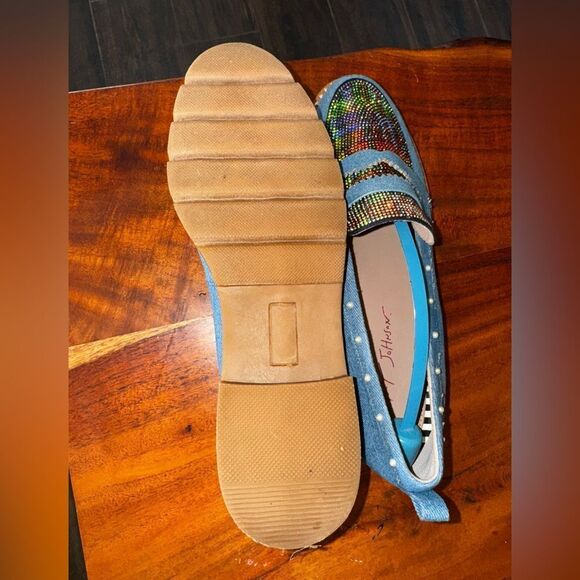 ✨Betsey Johnson Halliee Loafers – Size 9M – Rainbow Rhinestone Denim✨ - Picture 11 of 12